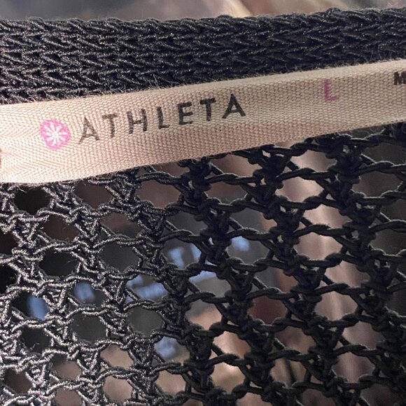 Athleta Womens Black Open-Knit Long Cardigan Sweater Large stretch casual comfy - Picture 5 of 8